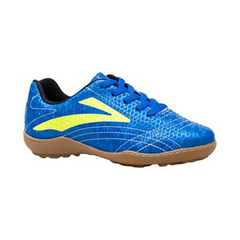 Chuteira-Society-Azul-e-Amarelo-Kids-Costura-Aparente-|-Molekinho-Tamanho--31---Cor--AZUL-0
